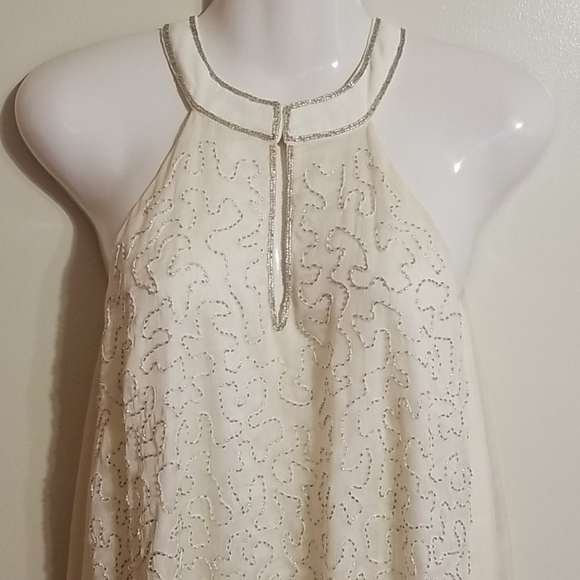 Miss Me Cream Sequin Dressy Tank Top, Small - Picture 2 of 11